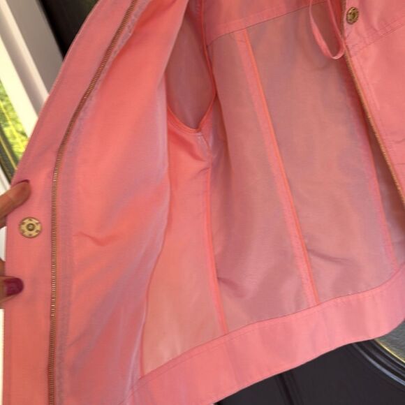 ST. JOHN Pink Peach Solid Acetate Blend Women Top Jacket Size S - Picture 8 of 10